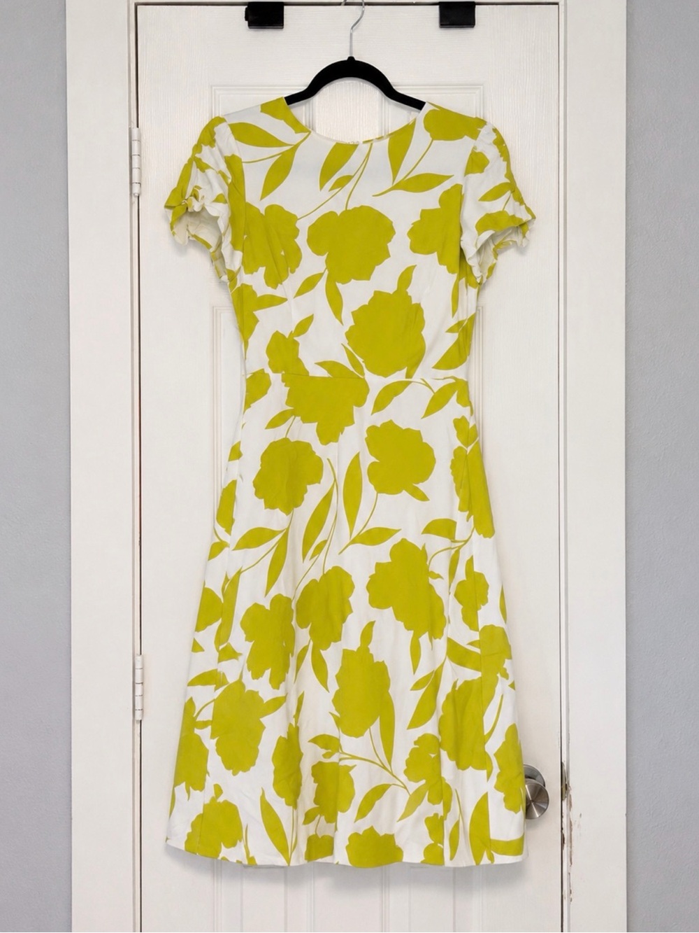 Ann Taylor White Midi Dress with Lime Floral Print - Picture 2 of 3